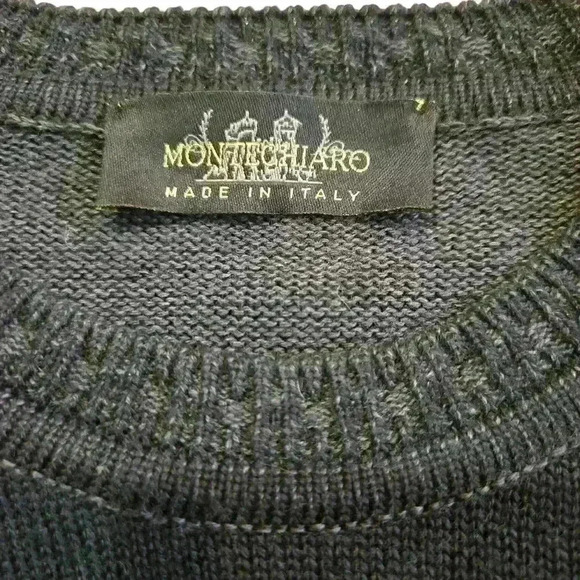 Montechiaro Crewneck amen's Sweater Made in Italy Black XL - Picture 3 of 8